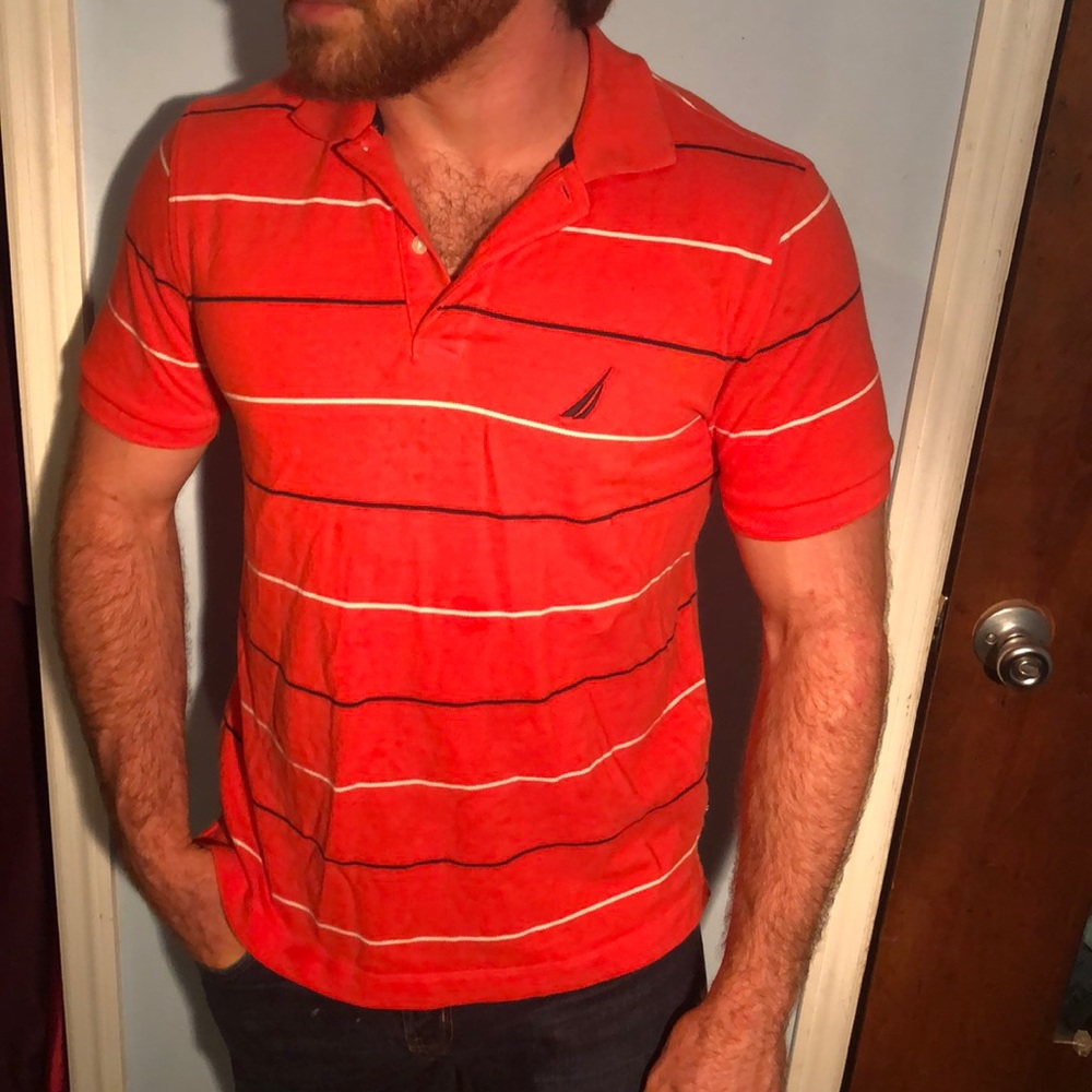 Orange Striped Polo (Classic Fit) - Picture 3 of 4